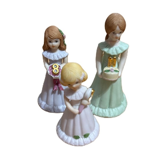 Vintage Enesco Growing Up Birthday Porcelain Doll Bundle 5 8 11 Brunette Blonde - Picture 1 of 5